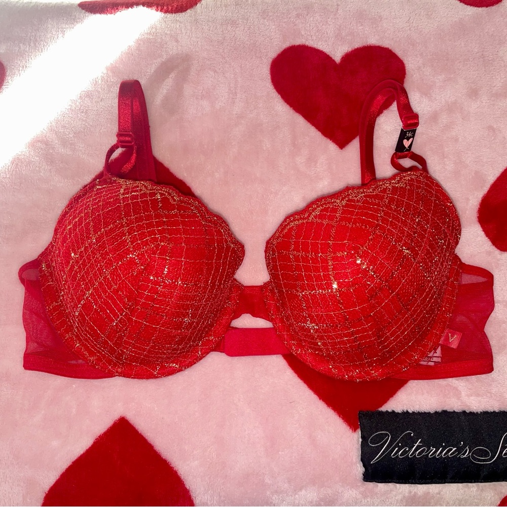 Victoria's Secret Red Bra with Gold detail